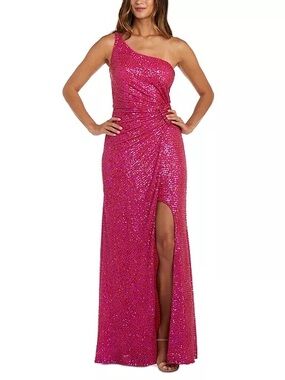 Morgan & Co. Bright Pink Dress Fabric Detail